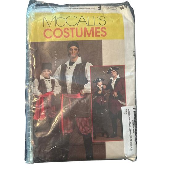 NIP Mccalls Pirate Costume Pattern M5446 Halloween Dress Up Men's S-M-L-XL - Picture 1 of 3